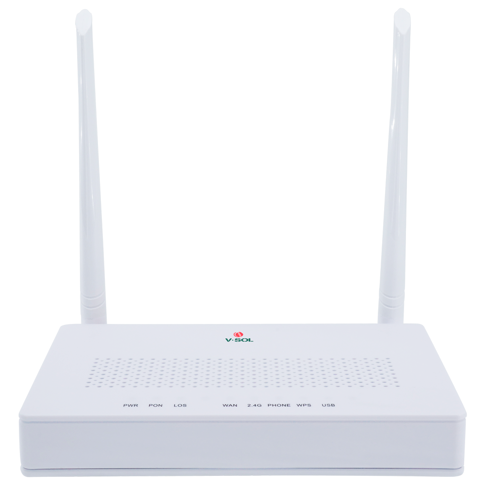 V-SOL Router ONT Wi-Fi 4 - 1X PON 4x LAN RJ45 10/100/1000Mbps 1x RJ11 - 802.11 b/g/n - Ideel til hjemme og erhverv FTTH