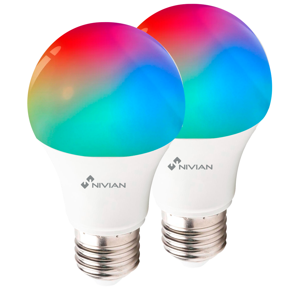 RGB Smart Pære - WiFi 2.4 GHz IEEE802.11 b/g/n - Forbrug 9W - Fatning E27 - Kompatibel med TUYA Smart - Kompatibel med Alexa og Google Assistant