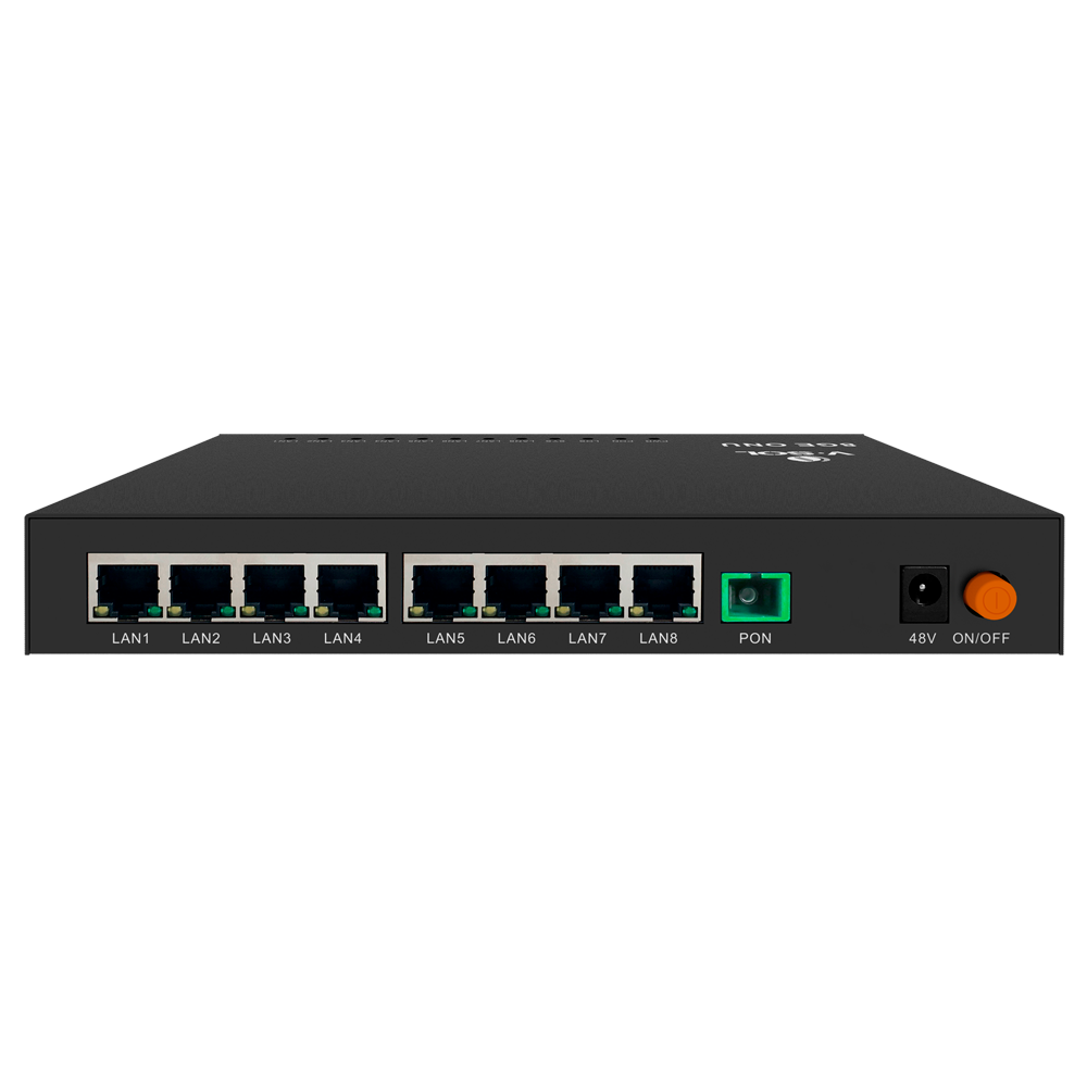 V-SOL - 1*XPON+4GE(PoE+) ONU - 8x RJ45 10/100/1000Mbps PoE+/PoE,IEEE 802.at/af - Layer 2 funktioner - Ideel til FTTx og videoovervågning