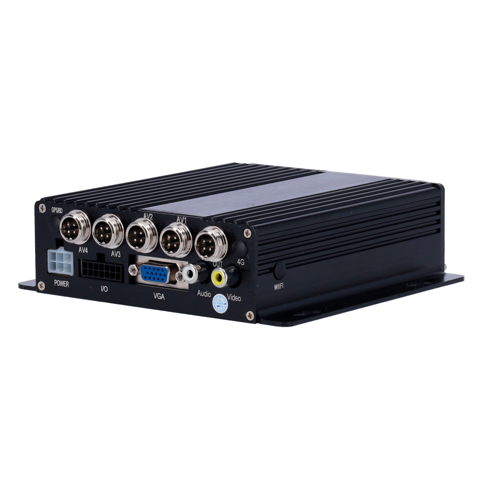 MDVR basic 4 AHD kanaler 1080P - SD kort optagelse - M12 4 pins stik - 4 alarm indgange og 2 udgange