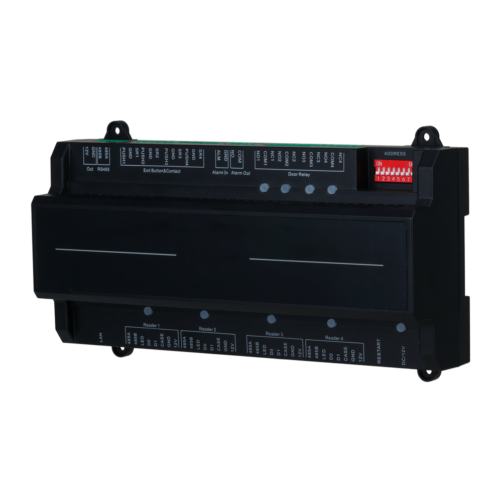Biometrisk adgangscontroller - Adgang via fingeraftryk, kort eller password - TCP/IP kommunikation | PoE - 4 læsere via Wiegand | 4 læsere via OSDP - Relæ output til 4 døre - SmartPSS Software