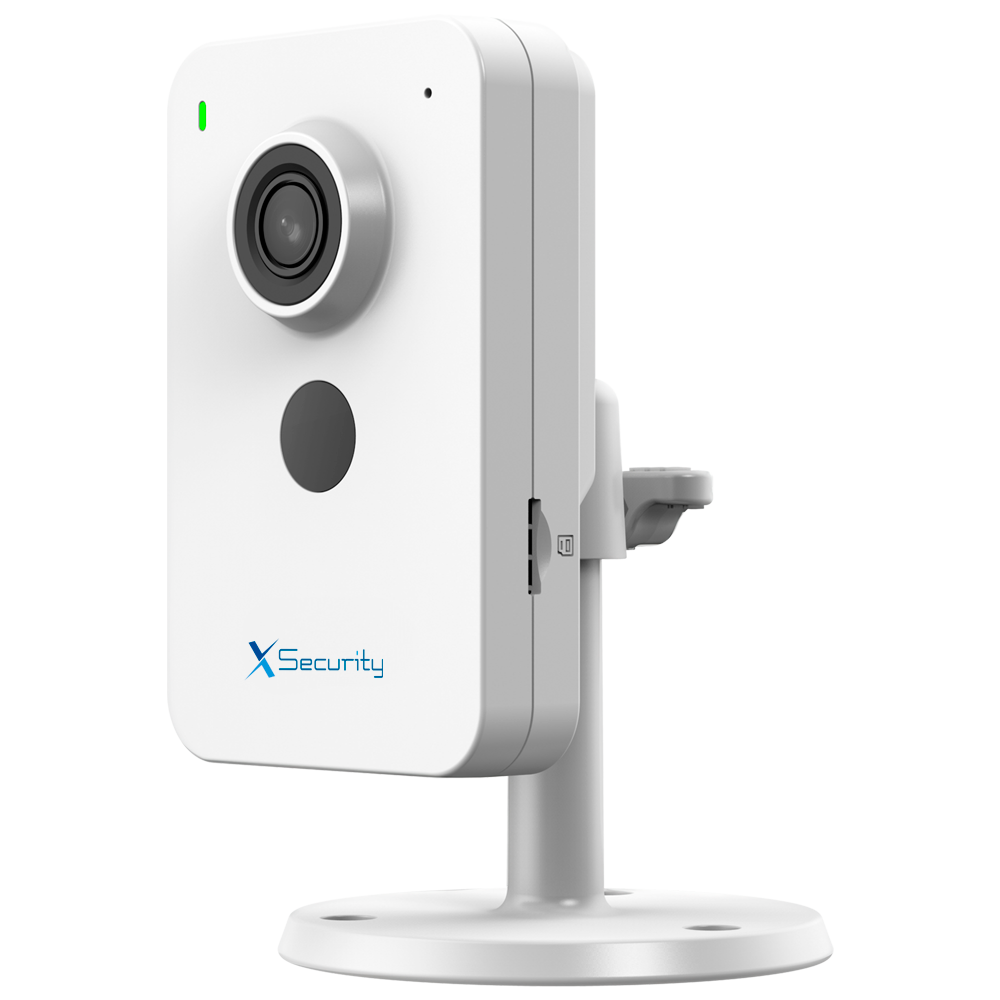 X-Security IP Cube Kamera - 4 Megapixel (2560x1440) - Linse 2.8 mm | Menneske og køretøjsdetektion - IR LED 30m | Indbygget mikrofon og højttaler - Wi-Fi 6 | Micro SD kortslot | PoE - Egnet til indendørs