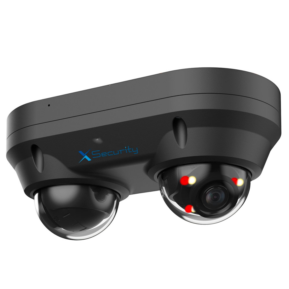 X-Security Dual Dome IP Kamera - 2x 4 Megapixel (2560x1440) - 2x Fast Linse 2.8mm - WDR 120dB | Dual Light(IR 30m og White Light 20m) - WizSense, med menneske- og køretøjsklassifikation - MicroSD 256GB / IP67 & IK10
