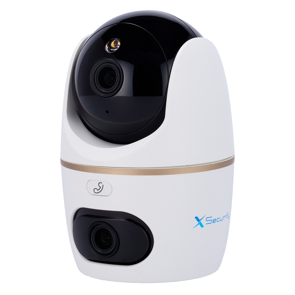 X-Security IP dual Wi-Fi - Dual Lens (Panoramisk 5Mpx + PT 5Mpx)) - PT Linse 3.6 mm | Panoramisk linse 3.6 mm - Dual Light 30 m | IVS | Kæledyrsdetektion - Indbygget mikrofon og højttaler | MicroSD - AutoTrack | Sirene og lys afskrækkelse | Indendørs