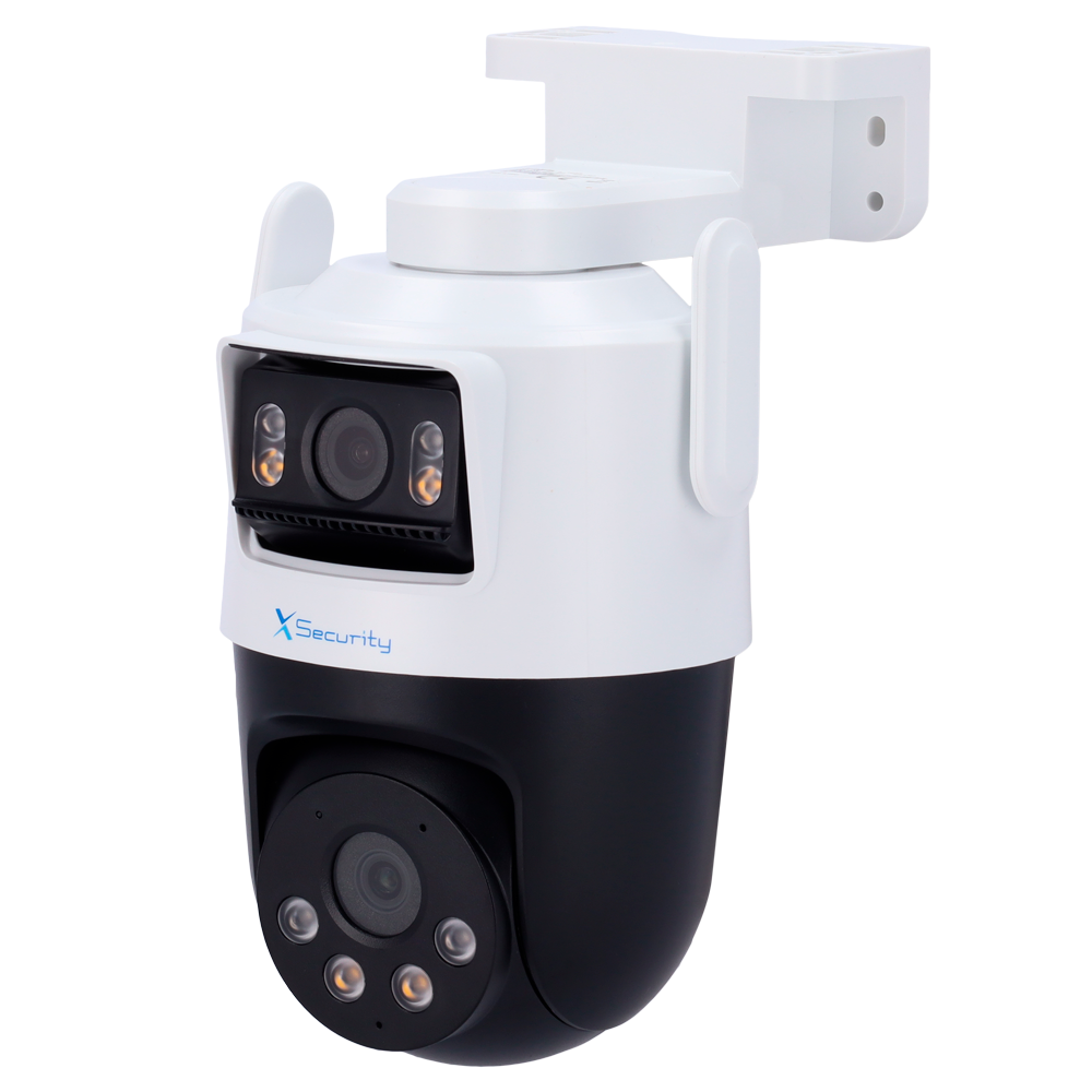 X-Security IP tandem Wi-Fi - Dual linse (Panorama 5Mpx + PT 5Mpx) - PT linse 6 mm | Panorama linse 2.8 mm - Dual Light 50 m | IVS | SMD - Indbygget mikrofon og højtaler | MicroSD | IP66 - AutoTracking | Sirene og blitz afskrækkelse