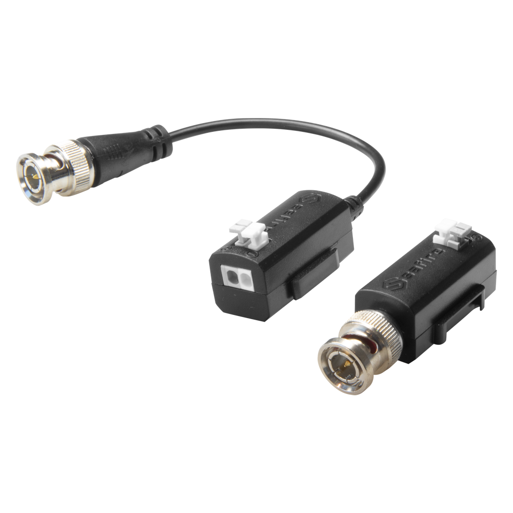 SAFIRE UTP passiv transceiver - 4 i 1 (HDTVI HDCVI AHD CVBS) - 1 videokanal - Passiv, 2-pins forbinder - Rækkevidde: 150 ~ 400 m - 2 enheder