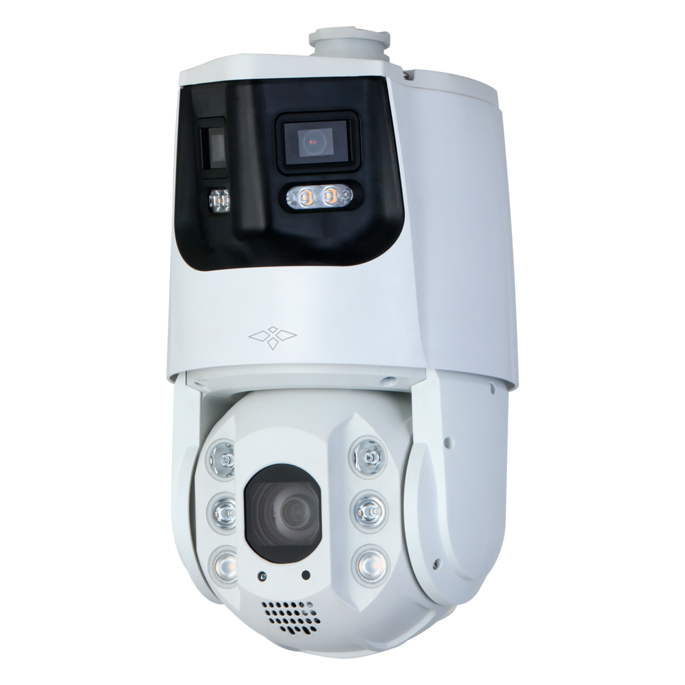 X-Security PTZ IP range ULTRA - Dual linse (Panoramic 4Mpx + PTZ 4Mpx) - PTZ linse 5~125 mm | 25X | Ansigtsgenkendelse - Panoramic linse 2.8 mm | Dual Light 200 m - AutoTracking | Alarmer | Audio | MicroSD | IP66 - IVS : Active Deterrence : Smartlight