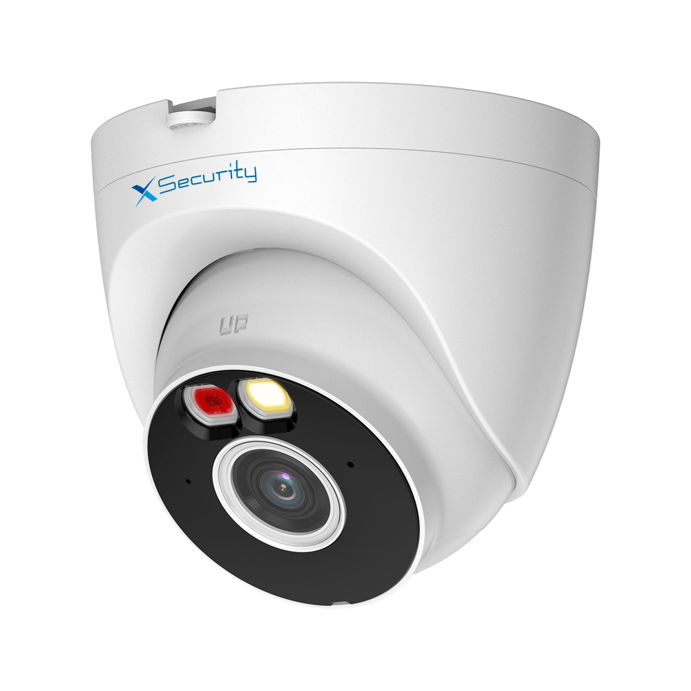 X-Security IP Turret WiFi Kamera - Opløsning 5 Megapixel (2880x1620) - Linse 2.8 mm | Afskrækkende Alarm - Dual Light rækkevidde 30 m - Klassificering af mennesker og køretøjer - MicroSD IP67 | WiFi 6 | Mikrofon og højttaler