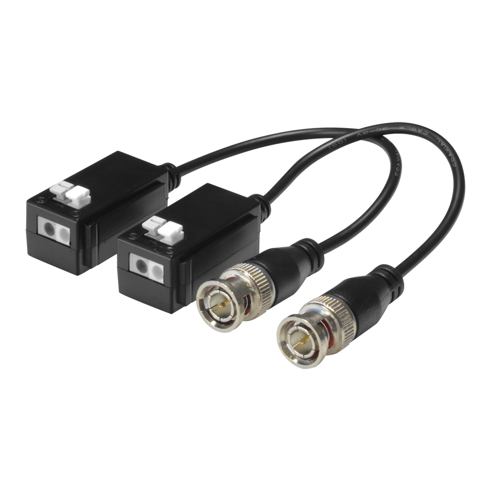 SAFIRE UTP passiv transceiver - Optimeret til HDTVI, HDCVI og AHD - 1 videokanal, PoC - Passiv, 2-bens stik - Maksimal rækkevidde: 450 m (TVI / 720p) - 2 enheder