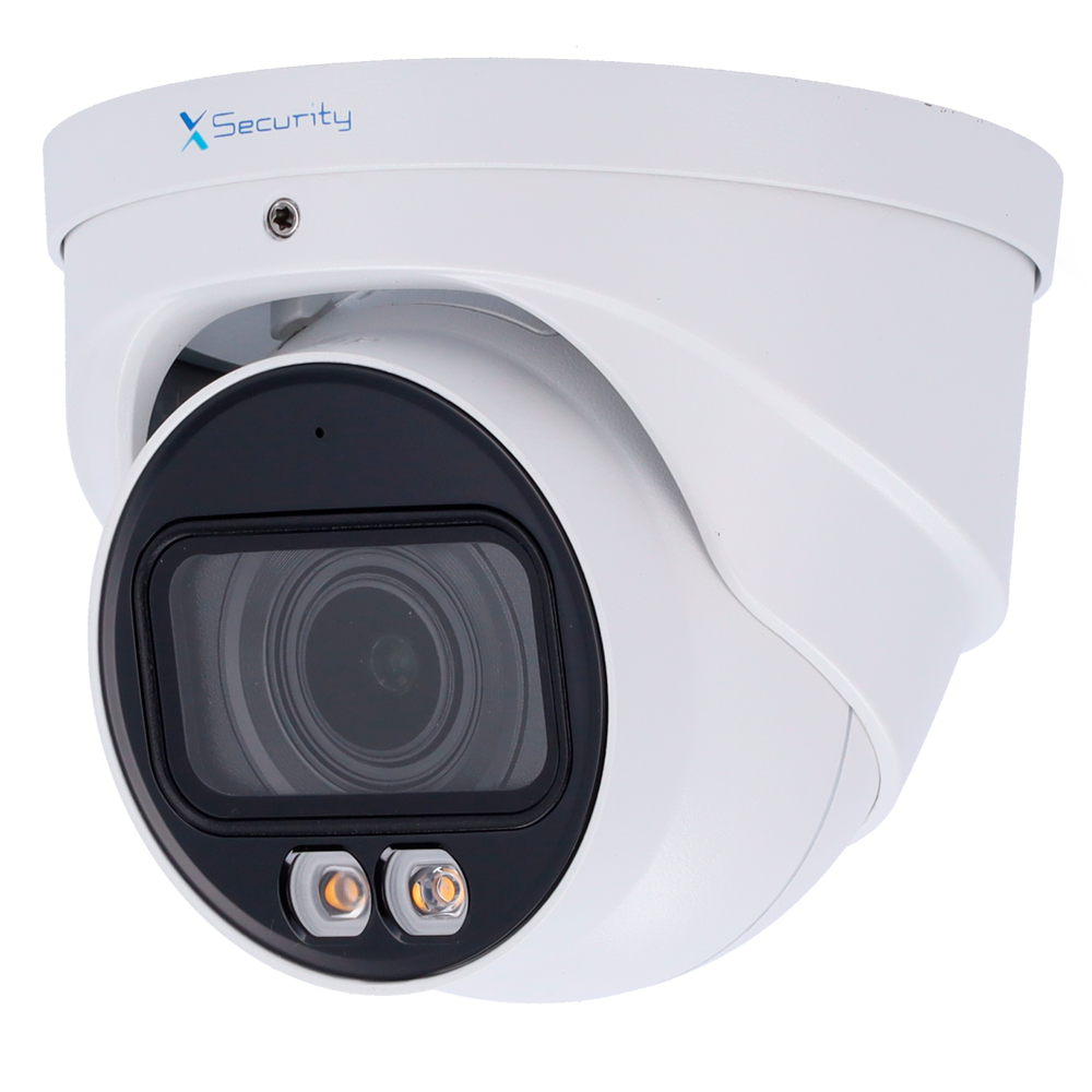 X-Security IP Turret Kamera - 4 Megapixel (2688x1520) - 2.7~13.5mm Motoriseret Linse - WDR 120dB | Dual Light(IR 40m og White Light 40m) - WizSense, med menneske- og køretøjsklassifikation - 256GB / IP67 MicroSD