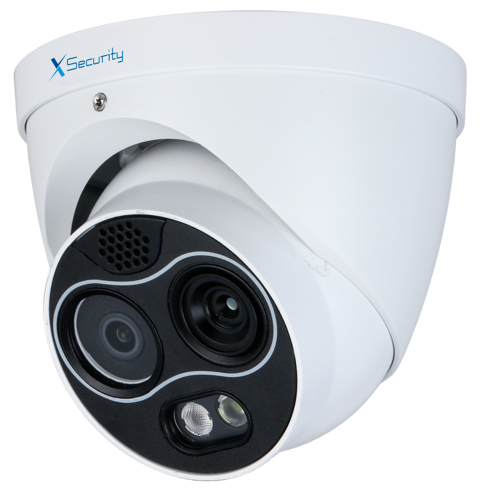 X-Security Dual IP termisk kamera - 256x192 VOx | Linse 7 mm - Optisk sensor 1/2.7" 4 MP | 8 mm linse - Termisk følsomhed ≤40mK - Branddetektering og alarm - Audio | Alarmer | MicroSD | PoE