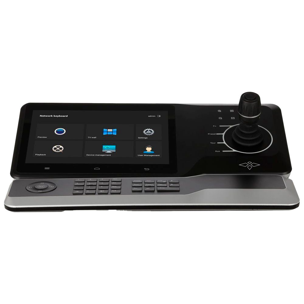 X-Security IP Kontroltastatur - LCD touchscreen 10" - Forbindelse RS485, RJ45 - WiFi | Ethernet | USB - 4-akset joystick og minitastatur - Op til 4 kanaler til 1080p @30Hz