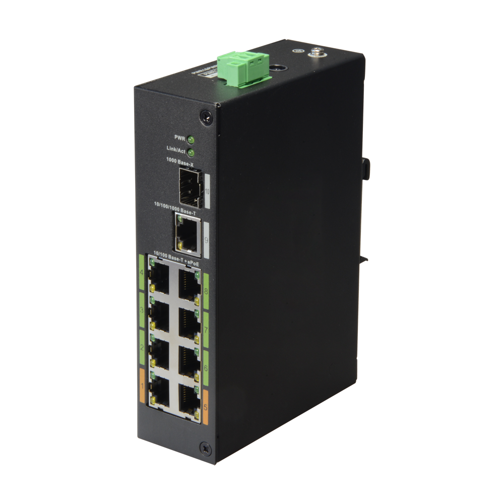 X-Security ePOE Switch - 8 PoE porte + 1 Uplink RJ45 + 1 SFP - Hastighed 10/100Mbps - Effekt 60 W per port - Total maksimal effekt 120 W - Norm IEEE802.3at (PoE) / af (PoE+)