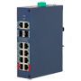 PoE Switch X-Security DIN Skinne - 8 PoE porte RJ45 + 2 RJ45 porte + 2 SFP - Hastighed 10/100/1000 Mbps - 90W porte 1-2 / 30W porte 3-8 / Maksimum 110W - PoE/PoE+/Hi-PoE / Op til 250m / PoE Watchdog - VLAN/STP/RSTP/StaticLAG