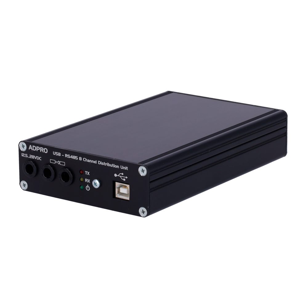 XTRALIS - USB distributor til RS485 - 8 busser RS485 - RS485 forbindelse til pir Adpro PRO-E - USB forbindelse til Adpro iFT/iFTE/eFT - LED indikatorer - Bordmontering
