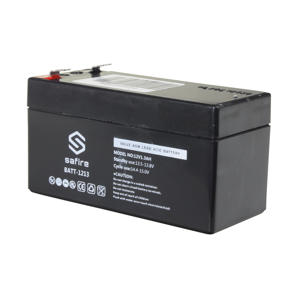 Genopladeligt batteri - AGM bly-syre teknologi - Spænding 12 V - Kapacitet 1.3 Ah - 58 x 97 x 65 mm / 540 g - Til backup eller direkte brug