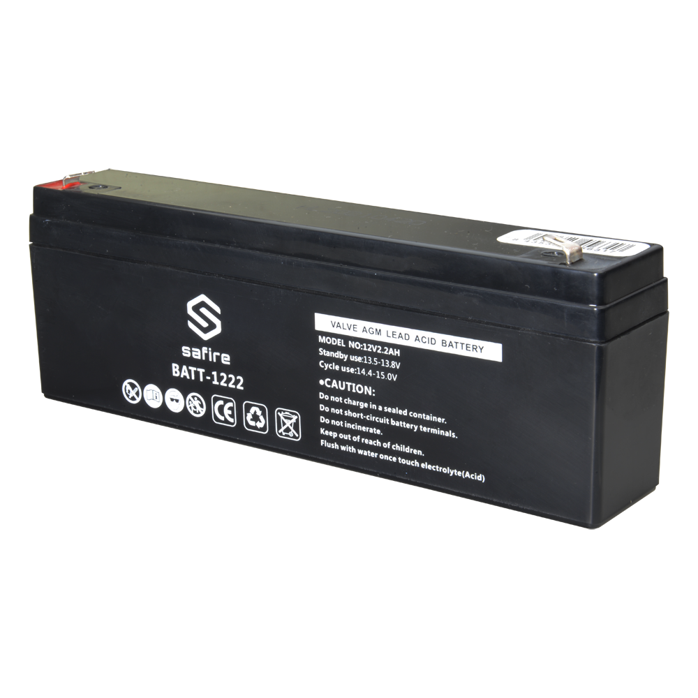 Genopladeligt batteri - AGM bly-syre teknologi - Spænding 12 V - Kapacitet 2.2 Ah - 58 x 34 x 178 mm / 820 g - Til backup eller direkte brug