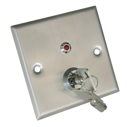 Trykknappe med nøgle - LED indikator - Testet 500.000 anvendelser - NO/NC/COM/TAMP/LED | Indbygning eller påbygning - Mål 86 (H) x 86 (B) x 20 (D) mm - Rustfrit stål