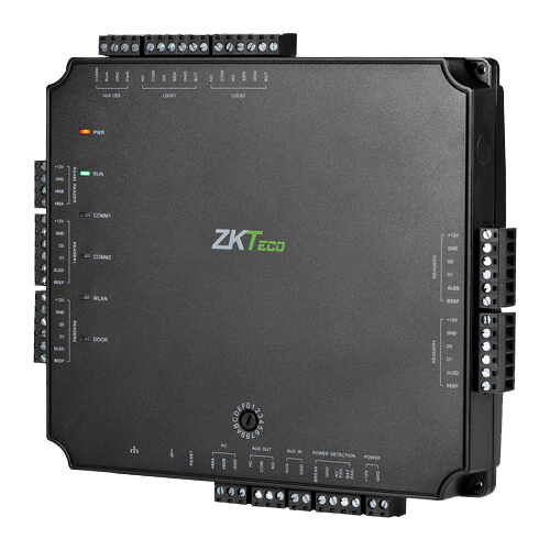 PoE Adgangskontroller - Adgang med kort eller kode - TCP/IP | Tilslutning til slave controller - 4 læsere via Wiegand | 4 læsere via OSDP - Relæ output til 2 døre - Indbygget ATLAS Series software og mobil app
