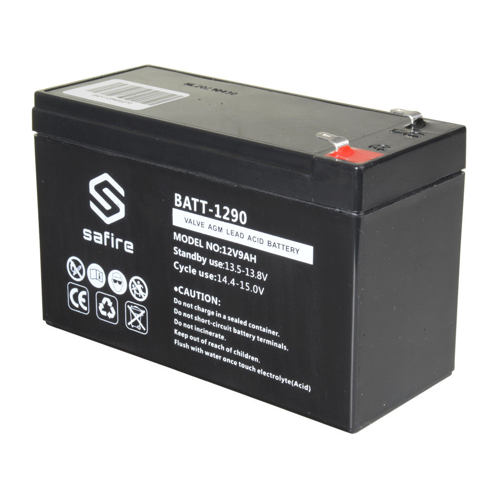 Genopladelig batteri - AGM blysyre teknologi - Spænding 12 V - Kapacitet 9.0 Ah - 100 x 151 x 65 mm / 2570 g - Til backup eller direkte brug