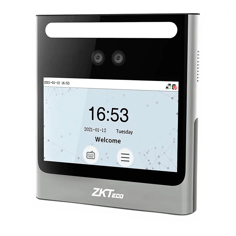 Adgangskontrol - Ansigtsgen., EM kort og PIN - 500 ansigter | 150.000 registreringer - 4,3" TFT touchskærm TCP/IP, WiFi og USB - Software Fremmøde: ZKBioTime 8 - Software Adgang: ZKBioCV
