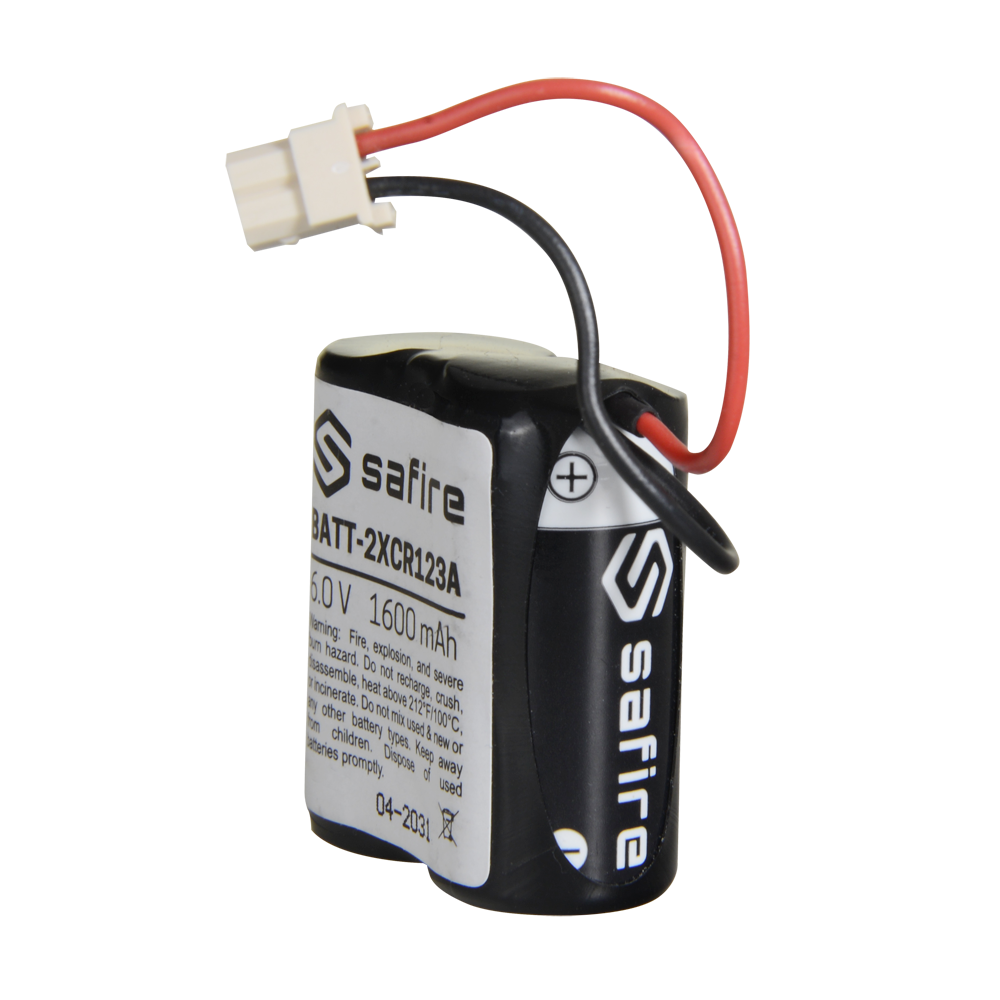 Safire - Batteripack CR123A / CR17345 / 5018LC - I udtrækkelig med Molex connector 5284 - Spænding 6 V / Lithium - Nominel kapacitet 1600 mAh - Kompatibel med Visonic Next Cam detektorer PG2 og K9 PG2