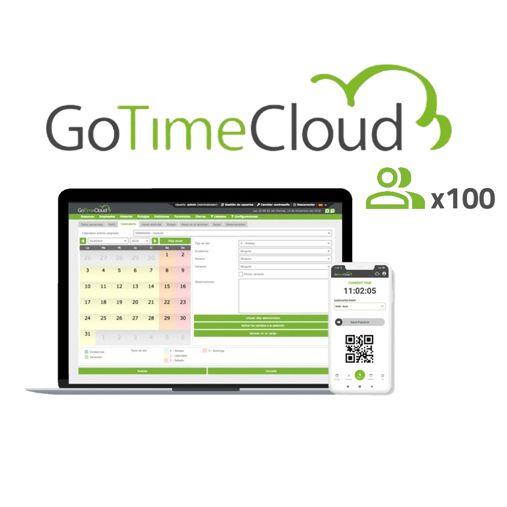 Time & Attendance Cloud Licens - 100 brugere / 100 inkluderede APPs - Remote GPS tracking - Rapporter med hændelser, udvekslinger og formler - Årlig betaling : Brugergebyr/år - 10% kampagnepris på Visiotech voucher