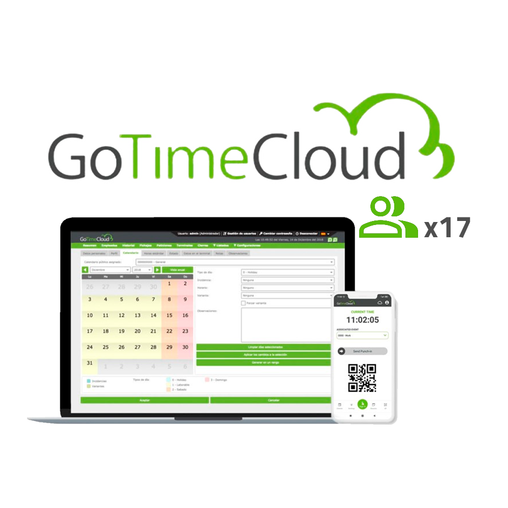 Time & Attendance Cloud Licens - 17 brugere / 17 inkluderede APPs - Remote GPS tracking - Rapporter med hændelser, udvekslinger og formler - Årlig betaling : Brugergebyr/år - 10% kampagnepris på Visiotech voucher