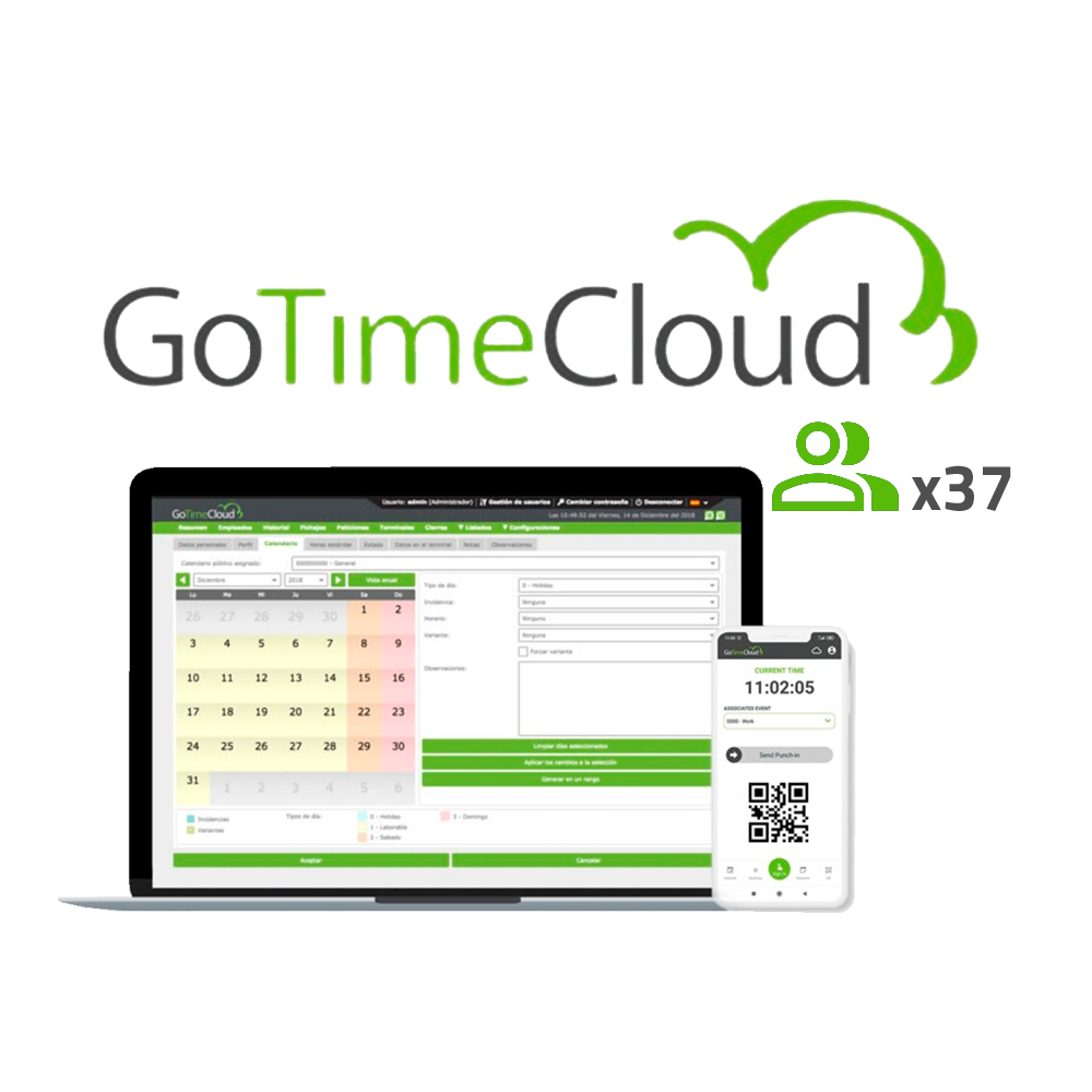 Time & Attendance Cloud Licens - 37 brugere / 37 inkluderede APPs - Remote GPS tracking - Rapporter med hændelser, udvekslinger og formler - Årlig betaling : Brugergebyr/år - 10% kampagnepris på Visiotech voucher