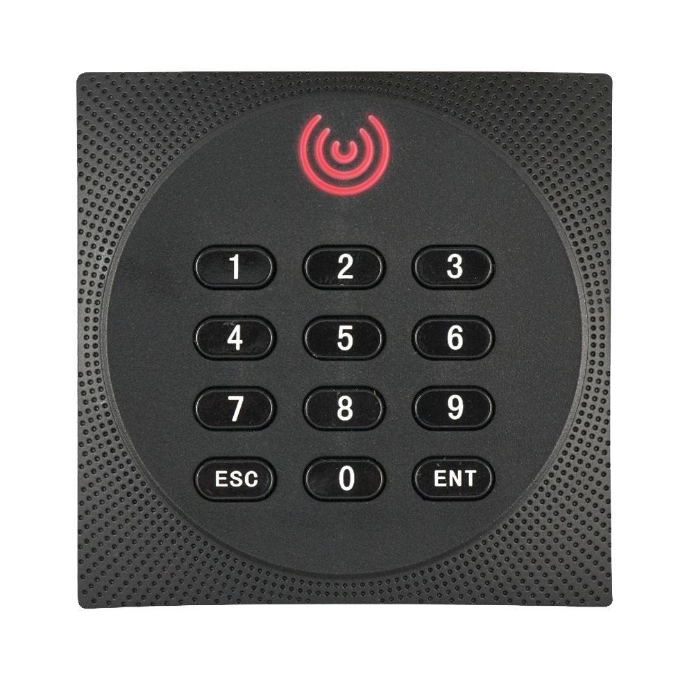 Adgangslæser - EM/MF DESFire kort og PIN adgang - LED og akustisk indikator - RS485 ZKTeco | OSDP - Kompatibel med ZKTeco controllere - Egnet til udendørs IP64