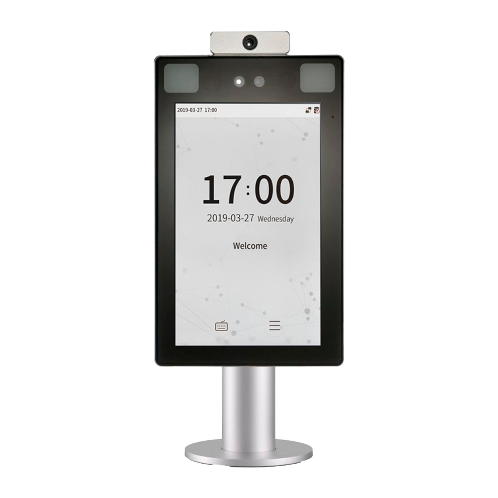 Adgangs- og mødetidskontrol til turnstiles - Ansigts-, håndflde-, PIN og temperatur - 30.000 ansigter | 1.000.000 poster - 8" touch IPS | TCP/IP, RS485 og Wiegand - Software mødetid: ZKBioTime 8 og GoTime Cloud - Software adgang: ZKBioCV | ZAM170