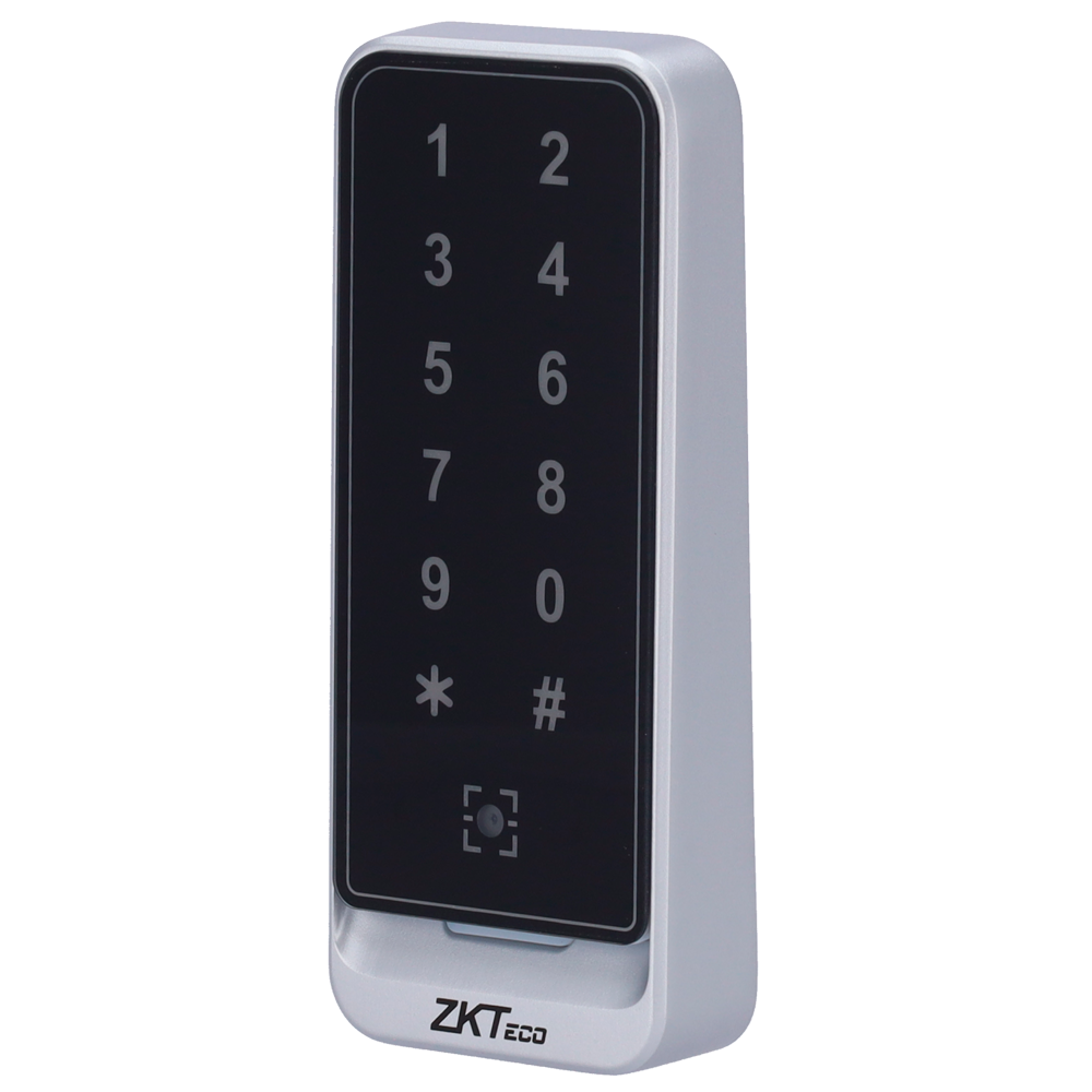 Adgangslæser - QR kode, MF kort og PIN adgang - LED og akustisk indikator - Wiegand 26/34 | RS485 - Kompatibel med ZKTeco controllere - Egnet til udendørs brug IP65