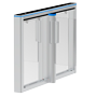 Dobbelt bidirektionel adgangsdrejekors - Led med foldbar akrylbarriere - Tider, alarmer og åbningstilstande - Passagebredde 900 mm | 5.000.000 cykler - Fremstillet i aluminiumslegering - Kompatibel med tredjepartssystemer