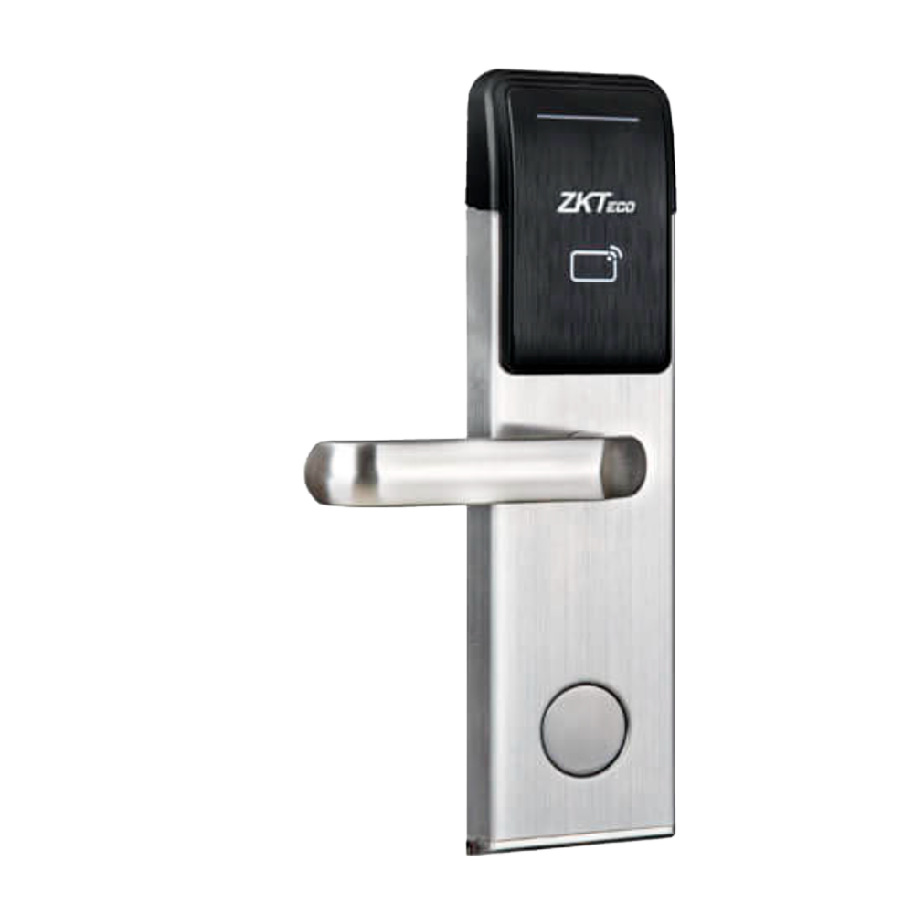 Online hotellås - Åbning med MF-kort - Backset 70 mm | Venstreåbnende - Selvstændig 4 x AA batterier - Nødcylinder - Administration med ZKBio CVSecurity software