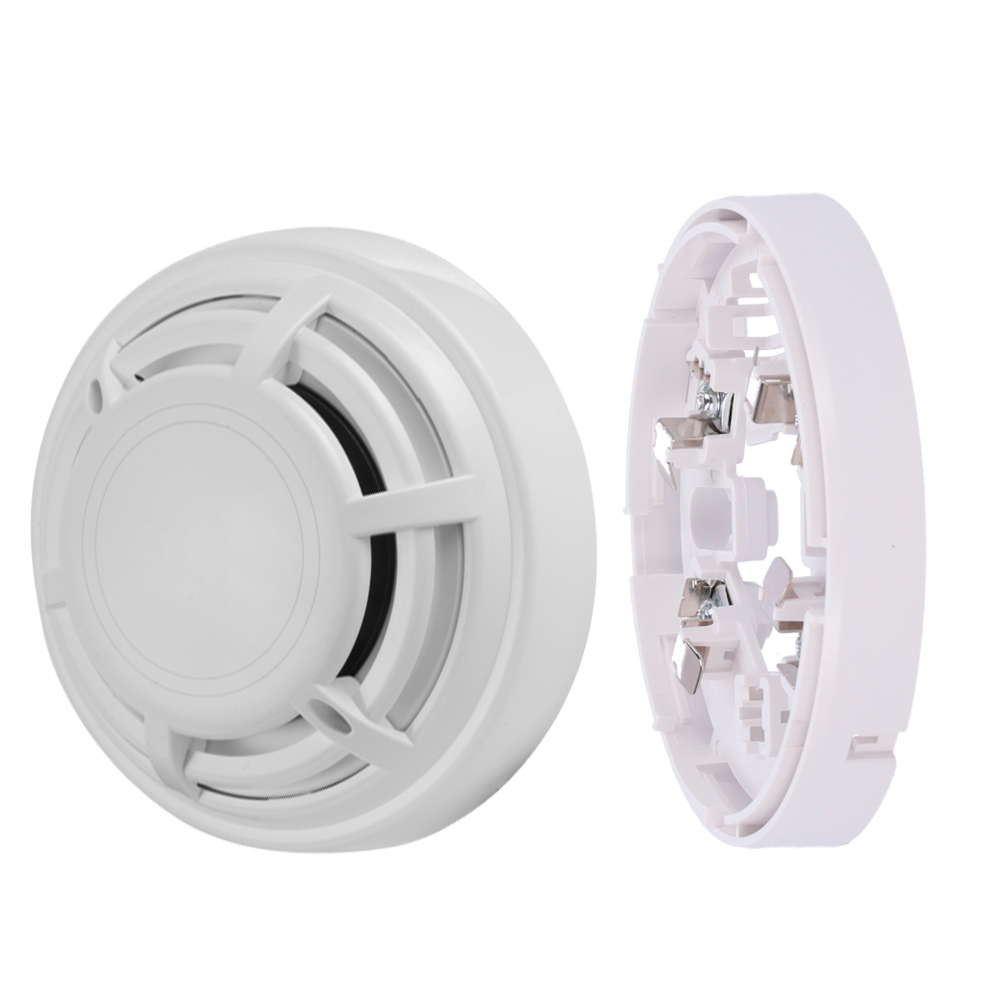 Kit 50 termiske detektorer og DMTech baser - Konventionel termovelocimetrisk detektor - Certifikat EN54 del 5 - Dobbelt LED alarm synlig fra alle vinkler - Lavet af ABS materiale med varmemodstand - Lav profil base