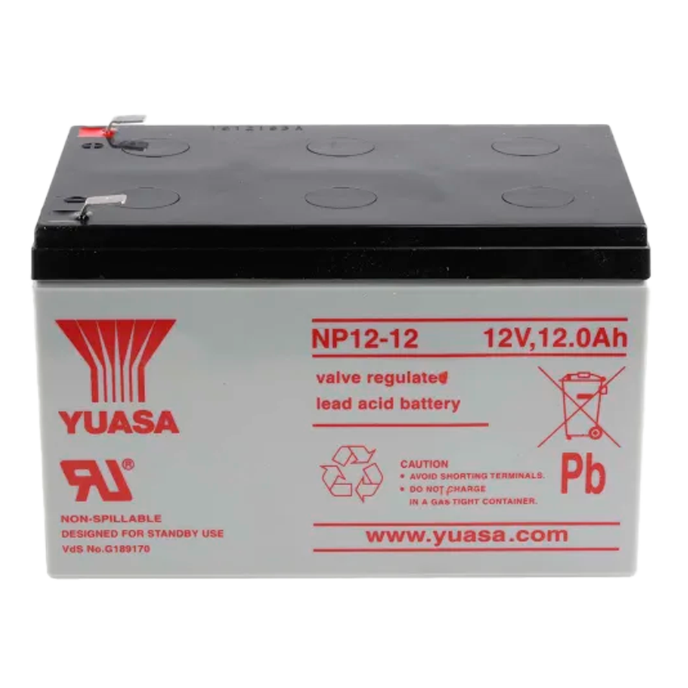 Yuasa NP12-12 - Genopladelig batteri - AGM blysyre teknologi - 12 Ah kapacitet / 12 V - 98 x 151 x 97,5 / 4050 g - Til backup eller direkte brug