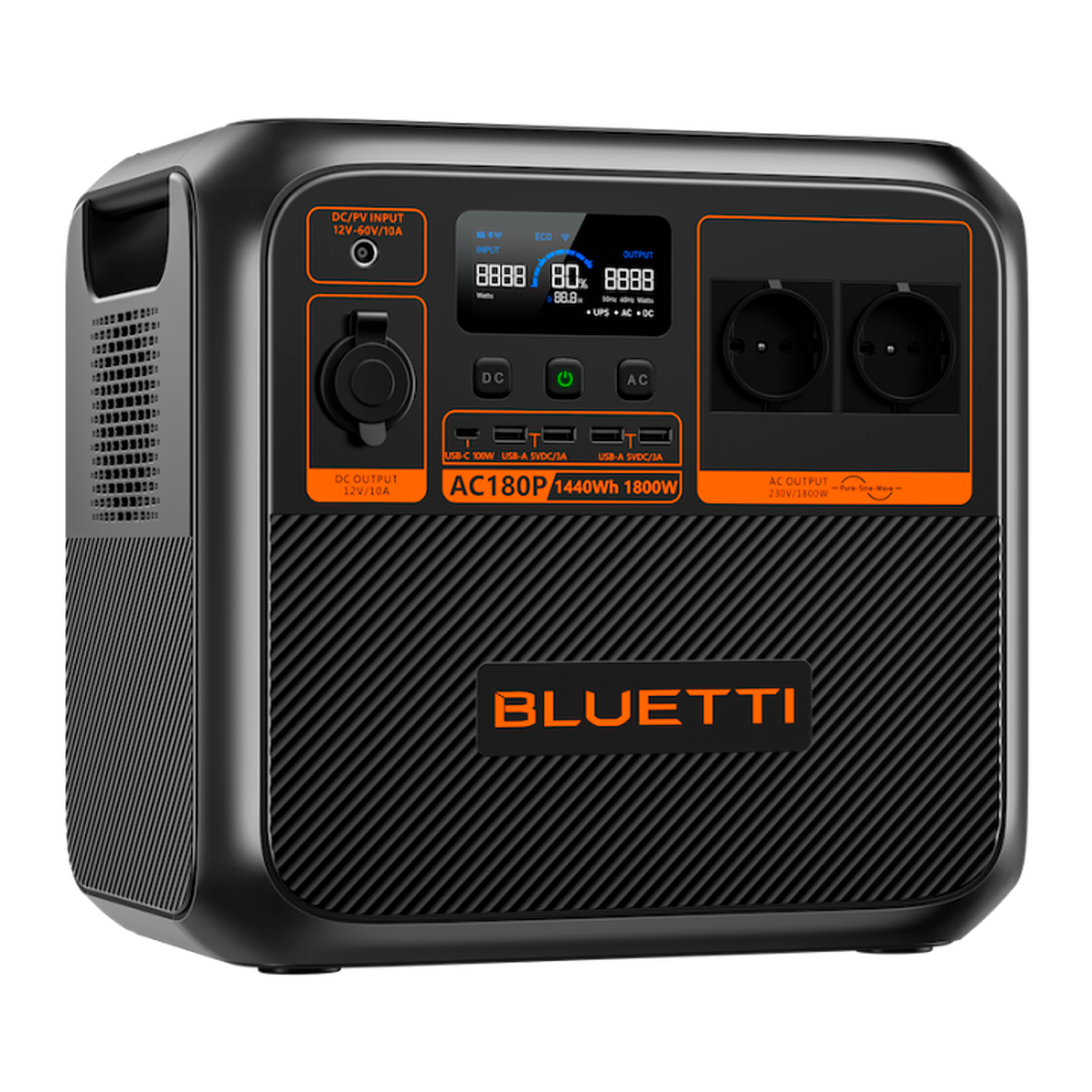 Bærbart batteri - Stor kapacitet 1440Wh (36Ah) - Effektudgang 1800W - Flere stik og opladningsmetoder - 3500 livscyklusser | UPS funktion - LCD display | App styring