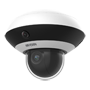 Hikvision Panoramisk IP-kuppelkamera 360º + PTZ - Opløsning: Panoramisk 2 Mpx / PTZ 4 Mpx - Oversigt: 3 objektiver 2 mm - PTZ: 2,8~12mm (4x) varifokal objektiv - IR LED-rækkevidde 20 m - Lyd | Indbygget mikrofon | IP54