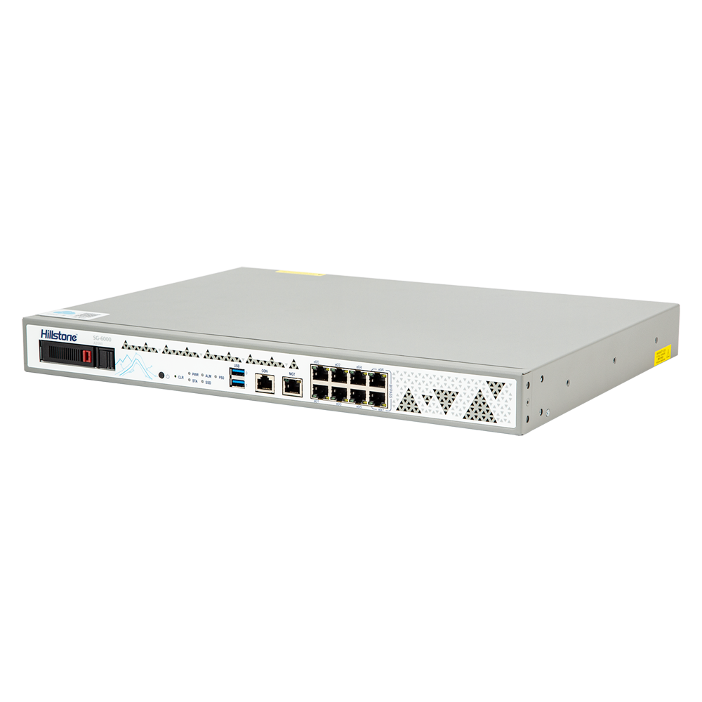 Hillstone Networks NGFW - Hardware + 1 år grundlæggende service - 5Gbps FW/2Gbps NGFW gennemløb - 1,5M samtidige sessioner - 8 porter 10/100/1000BASE-T (1 bypass-par) - Rack 1U / Udvidelig op til 1,92 TB / Dobbelt strømforsyning