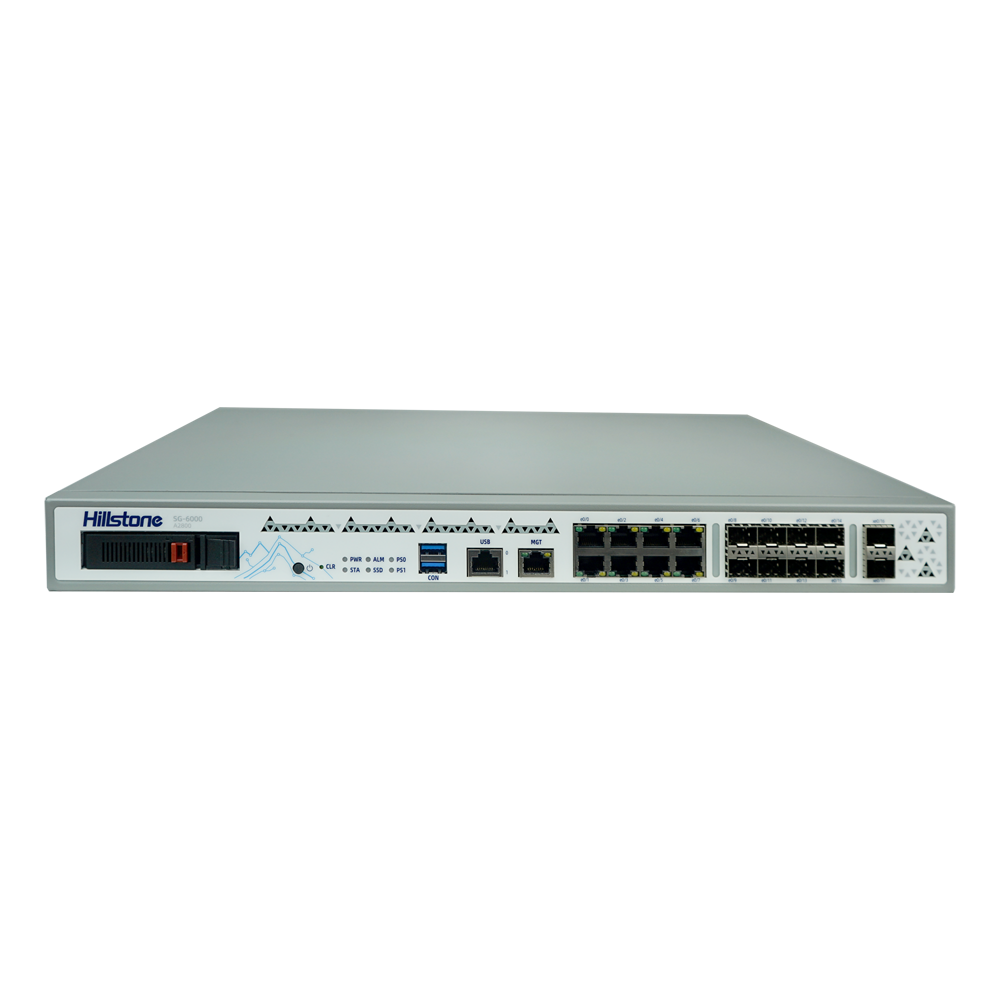 Hillstone Networks NGFW - Hardware + 1 år grundlicens - 16Gbps FW/2,6Gbps NGFW-gennemstrømning - 1,8M samtidige sessioner - 18 porte / Dual AC-strømforsyning - Rackformat 1U / Udvidelig op til 1,92TB