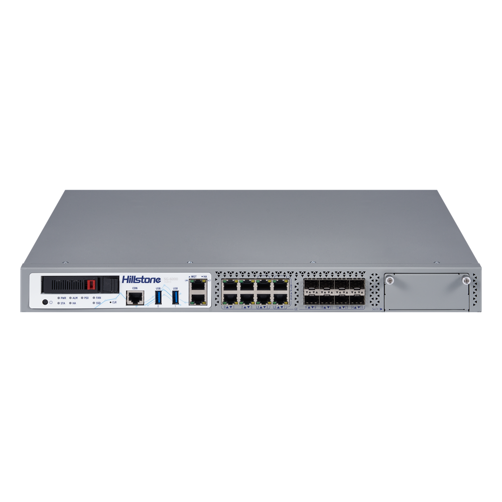 Hillstone Networks NGFW - Hardware + 1 år basis service - 16Gbps FW/5Gbps NGFW gennemstrømning - 2,4 mio samtidige sessioner - 16 faste porte (inkl. 2 bypass-par) - Rack 1U / Slot til IOC-portudvidelse