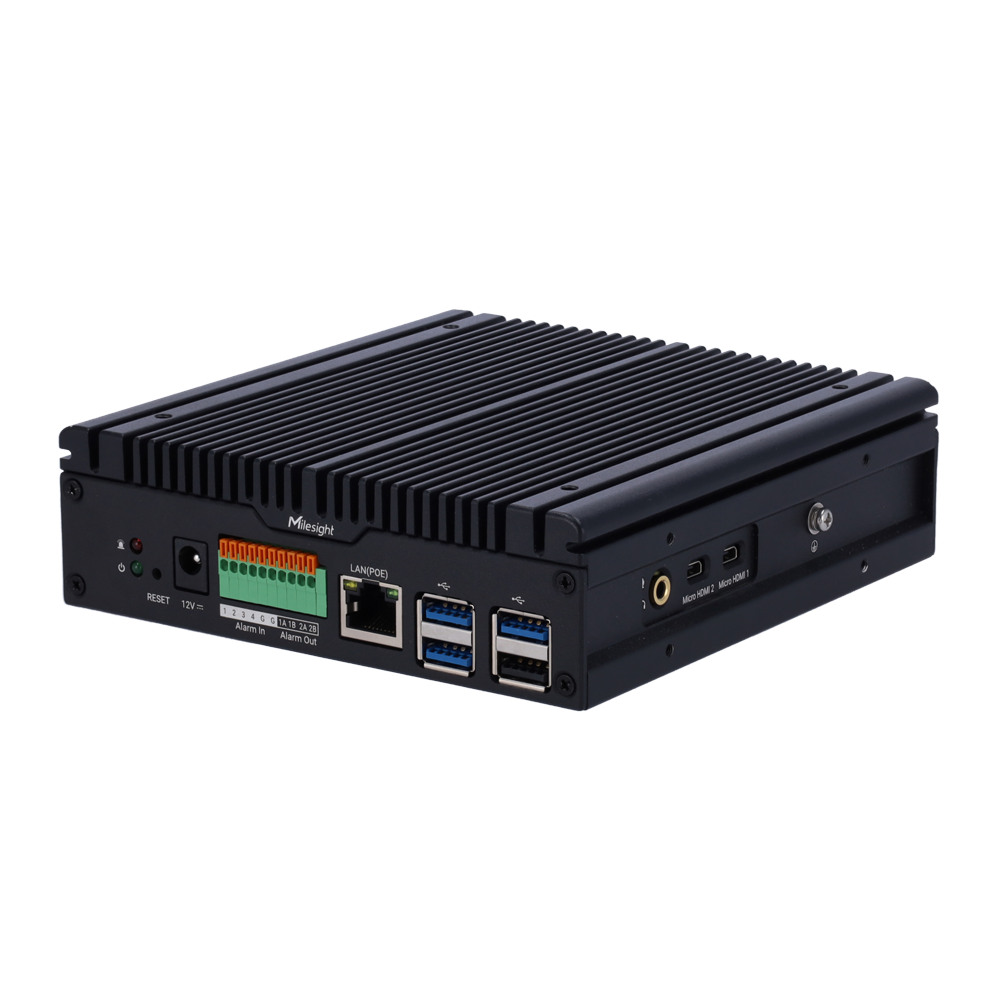 Milesight OpenVision Mini Server - Network Optix VMS forinstalleret - Maks. opløsning 4K | 8 kanaler - Monteringsbraketter inkluderet - 2x microHDMI | 2 M.2 maks. 4TB pr. disk - NDAA-kompatibel
