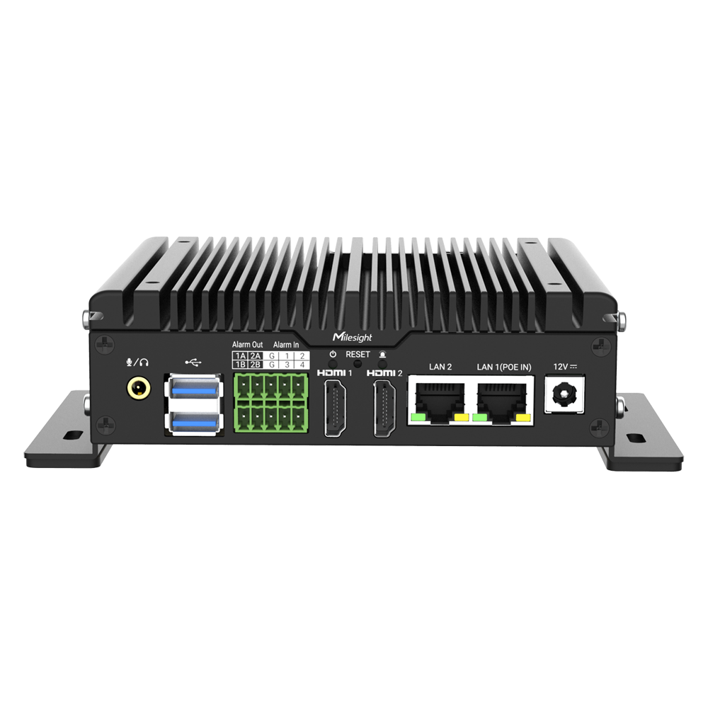 Milesight OpenVision Mini Server - Network Optix VMS forinstalleret, licens ikke inkluderet - NX Client inkluderet (til brug med monitor, tastatur og mus) - Maksimal opløsning 4K | 8 kanaler - Monteringsbeslag inkluderet - 2x HDMI | 2 M.2 maks. 4TB pr. disk