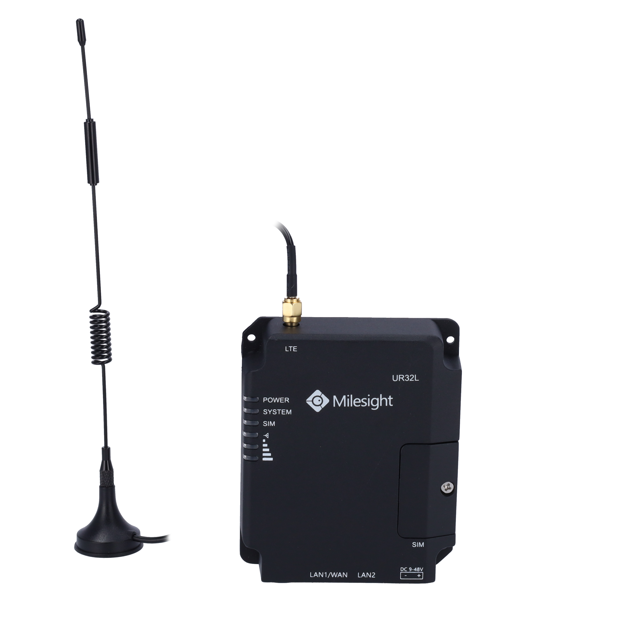 Milesight Industriel Router 4G Lite - Pålidelig global LTE Cat 4G-forbindelse - Automatisk failover mellem Ethernet og mobilnet - VPN: IPsec, OpenVPN, GRE, L2TP, PPTP og DMVPN - 2 Fast Ethernet-porte (1 WAN/LAN + 1 LAN) - Fjernstyring via DeviceHub og MilesightVPN