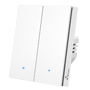 Intelligent vægswitcher med 2 linjer - WiFi 2,4 GHz IEEE802.11 b/g/n - Maksimal belastning 10A (pr. linje) - Overspenningsbeskyttelse - Kompatibel med TUYA Smart - Kompatibel med Alexa og Google Assistant