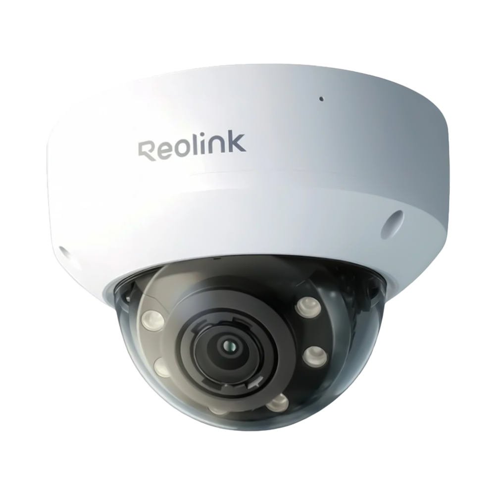 Reolink 8MP PoE IP Dome-kamera - 8MP (5120x1552) @ 30FPS | 4K Ultra HD - PoE / LED-lys / Vandalismesikret IK10 - AI-registrering af personer / køretøjer / kæledyr - Tovejslyd / MicroSD-slot - Egnet til udendørs