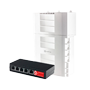 Safire Outdoor PoE-forlænger - Forlænger PoE-strøm op til 500 m (kaskade) - 4 PoE-udgange + 1 uplink RJ45 PoE-indgang - IEEE 802.3 af/at/bt - Maksimal udgangsstyrke 60 W - 10/100/1000 Mbps-porte