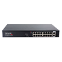PoE Switch - 16 ports RJ45 + 2 RJ45 Uplink + 1 SFP Uplink - 16x 10/100/1000Mbps + 2x 1000Mbps + 1 x 1000Mbps - 14 Ports op til 30W og 2 Ports op til 60W - PoE 802.3af/at/bt op til 250W i alt - Racking
