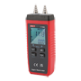 Digitalt trykmanometer - Måler tryk og differenstryk - Til ventilation og klimaanlæg - LED-indikator - Måler lufthastighed (Pitot-rør krævet)