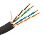 UTP Category 5E kabel - CCA-leder 24AWG - Tromle med 305 meter - Sort kabelbeslutning - Diameter 5,5 mm - Særlig kappe til udendørs brug